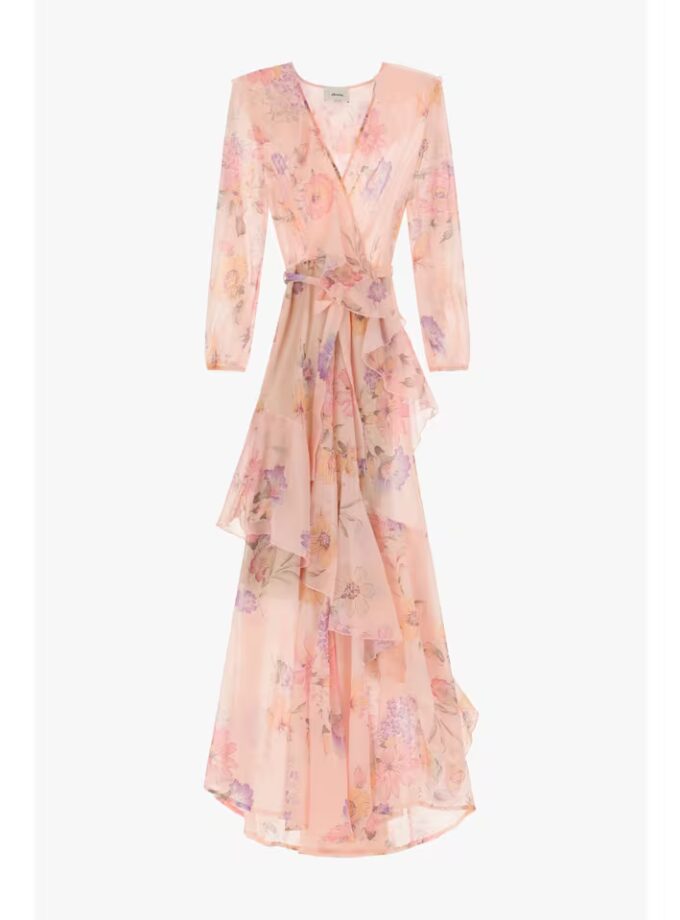 Abito lungo portafoglio con stampa floreale - DIXIE