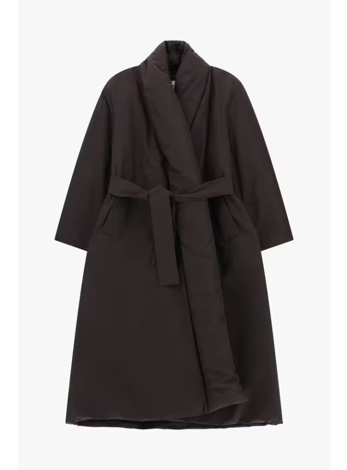 Piumino collo scialle senza bottoni con cintura interno trapuntato - DIXIE