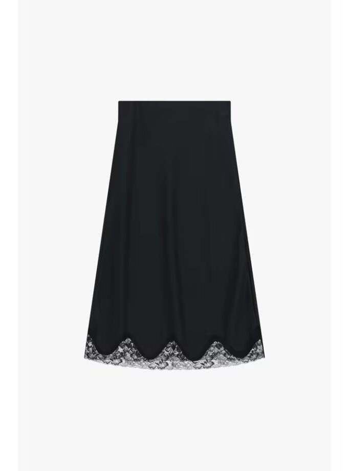 Gonna in satin con bordo in pizzo - DIXIE